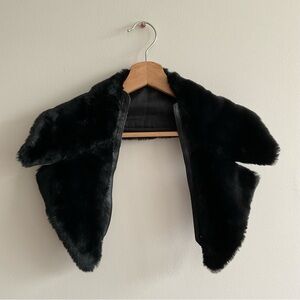 Vintage Faux Fur and Leather Stole Wrap Collar – Black